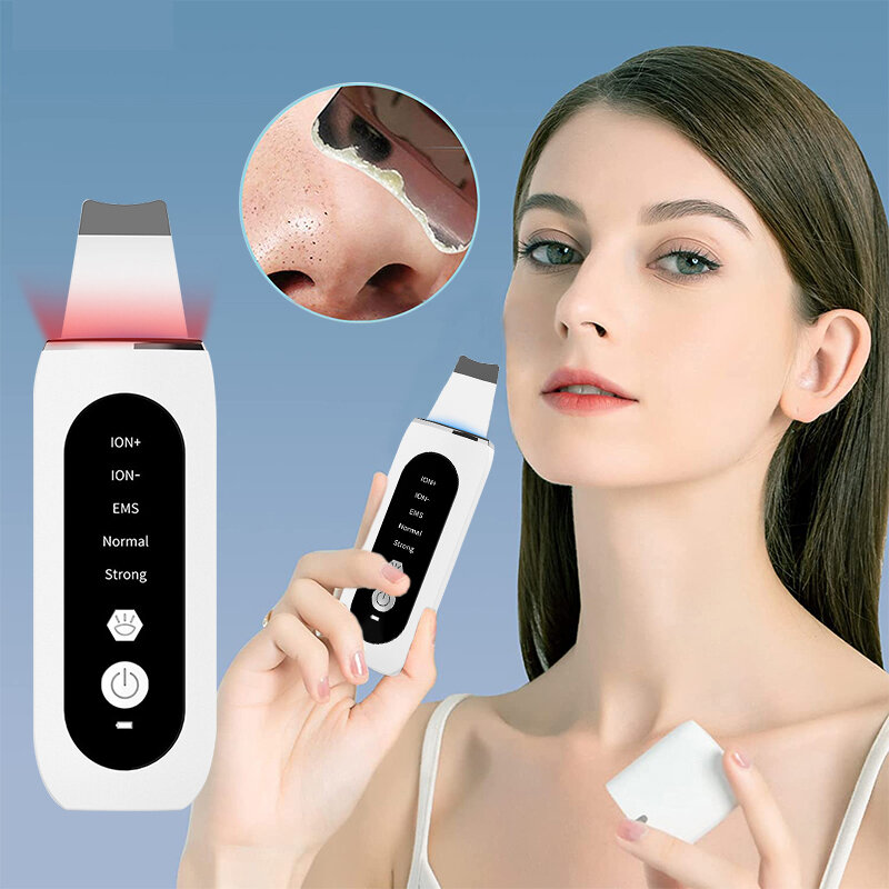 Skin Scrubber Blackhead Remover 4 in 1 Pore Cleaner Face Spatula for Deep Cleaning Facial Skin Care Ultrasonic Peeling Machine