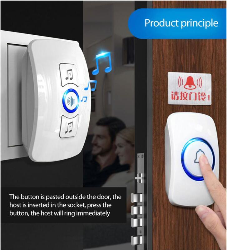 Coolgaze Draadloze Deurbel Waterdichte Touch Knop Home Security Welkom Smart Klokkenspel Deurbel Alarm Led Light Hot