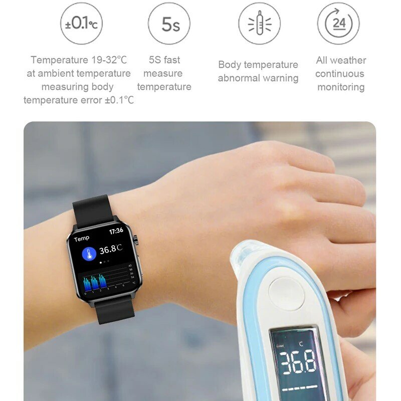 Rollstim-reloj inteligente deportivo para hombre y mujer, accesorio de pulsera resistente al agua con control del ritmo cardíaco, oxígeno en sangre y temperatura corporal, PPG + ECG, compatible con HUAWEI y XIAOMI