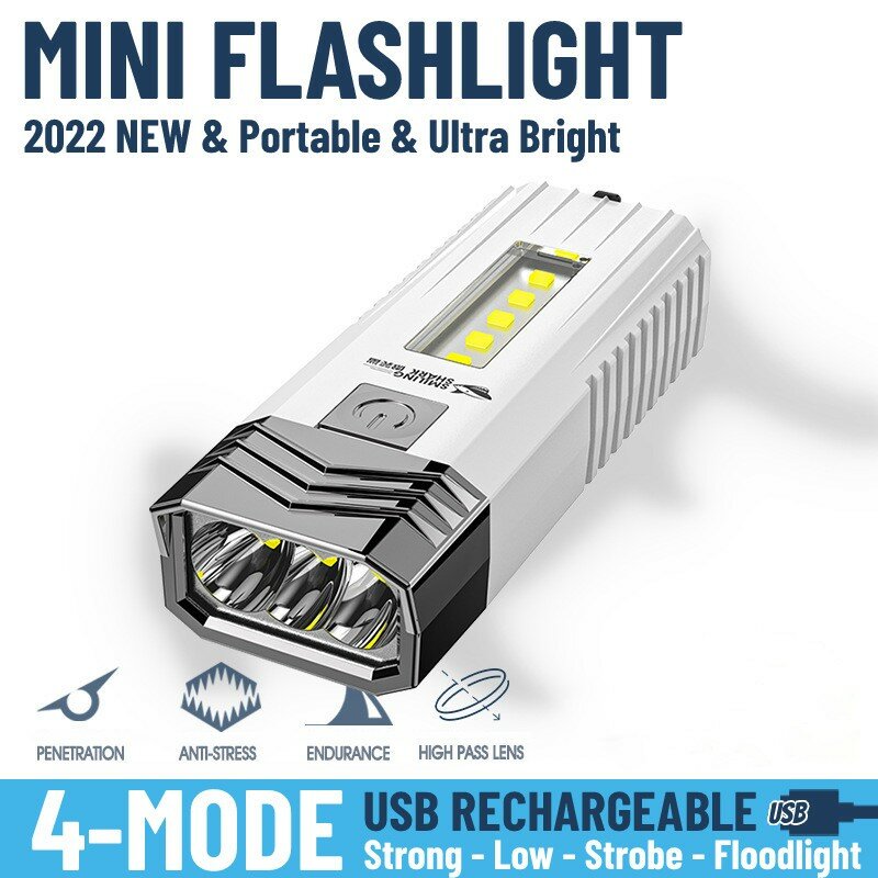 LED มินิ2 IN 1อัลตร้าสดใสยุทธวิธีไฟฉายไฟฉายธนาคารอำนาจแสงกลางแจ้ง USB ชาร์จโคมไฟตั้งแคมป์เต็นท์...