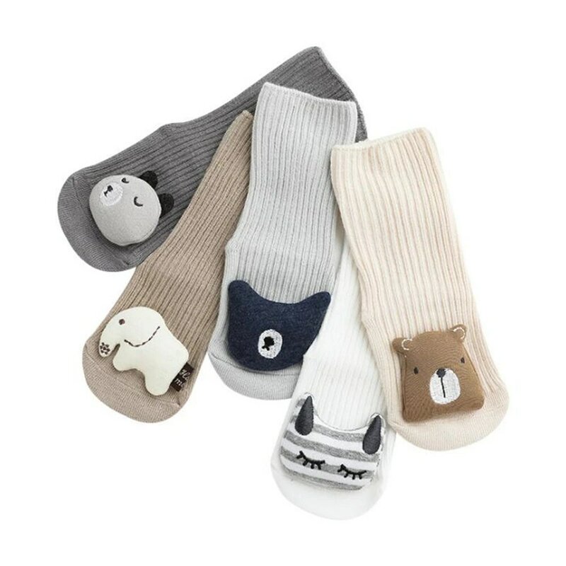 Chaussettes antidérapantes en coton pour bébé, mignonnes, respirantes et chaudes, pour nouveau-né et enfant en bas âge, motif dessin animé, hiver