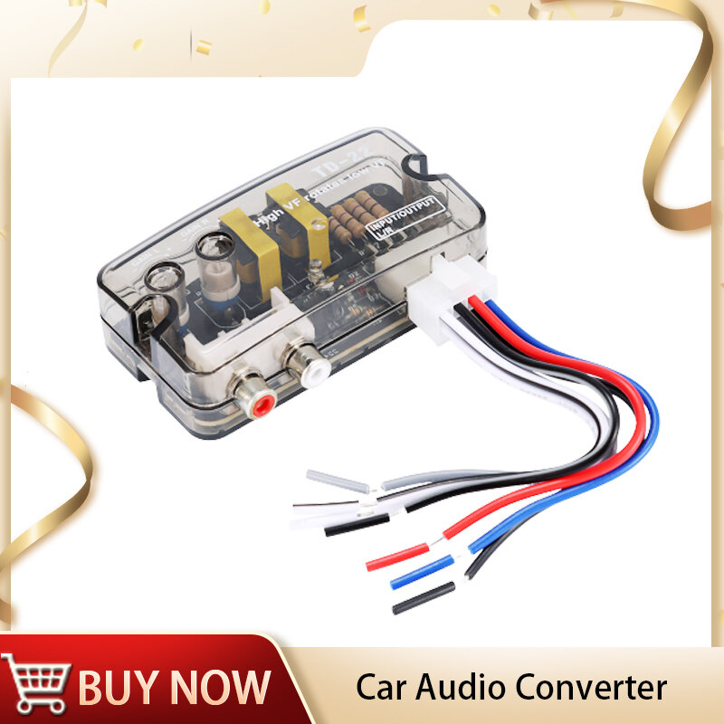 Convertidor de Audio para coche, convertidor estéreo RCA de alta a baja frecuencia ajustable, adaptador de nivel de altavoz, 12V, novedad de 2023