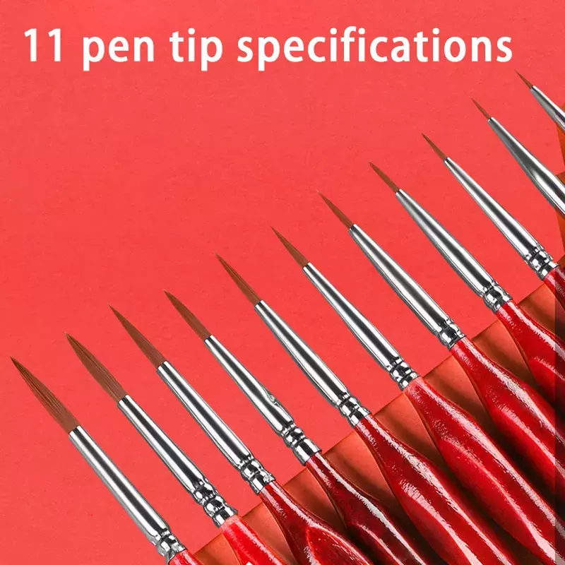 1Set numeri pennelli accessori artistici forniture per pittura multiuso penna per schizzi penne per pittura a olio rosso/nero in legno