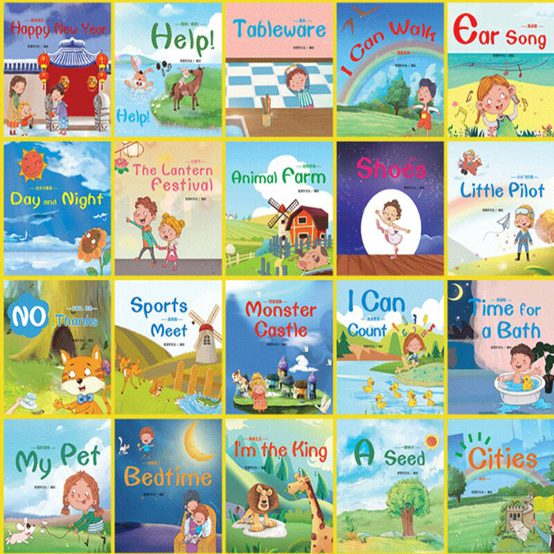 60 Books/Set English Picture Book Children Enlightenment Baby Kids Learn Words Tales Series Educational Reading Libros Chinese