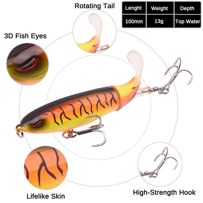 1Pcs Whopper Plopper Fishing Lure 13g/15g/35g Catfish Lures For Fishing Tackle Floating Rotating Tail Artificial Baits Crankbait