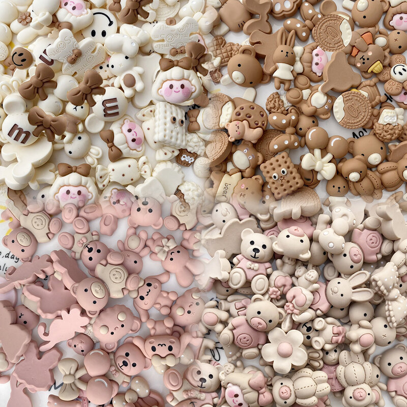 Resin Mix Animal Bear Rabbit Cabochons for DIY Crafting Material Making Supplies Jewelry Charm Pendant Embellishments Decoration