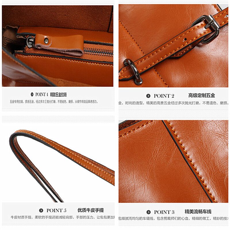 2022 New Ladies Tote Bags Leather High Capacity Leisure Wild Fashion Retro Large Bags High Quality Shoulder Bags Handbags