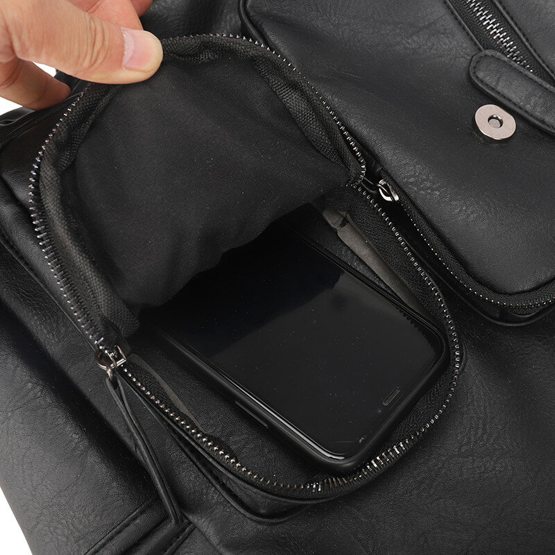 Yilian 2020 Nieuwe Mode Mannen Rugzak Multi-Pocket Functie Pu Man Bag Business Leisure Computer Reizen Schoudertas