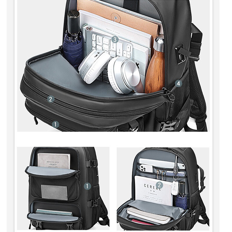 Men's Multifunction 17 Inch Laptop Backpacks USB Waterproof Notebook Schoolbag Sports Travel School Bag Pack Backpack For Male