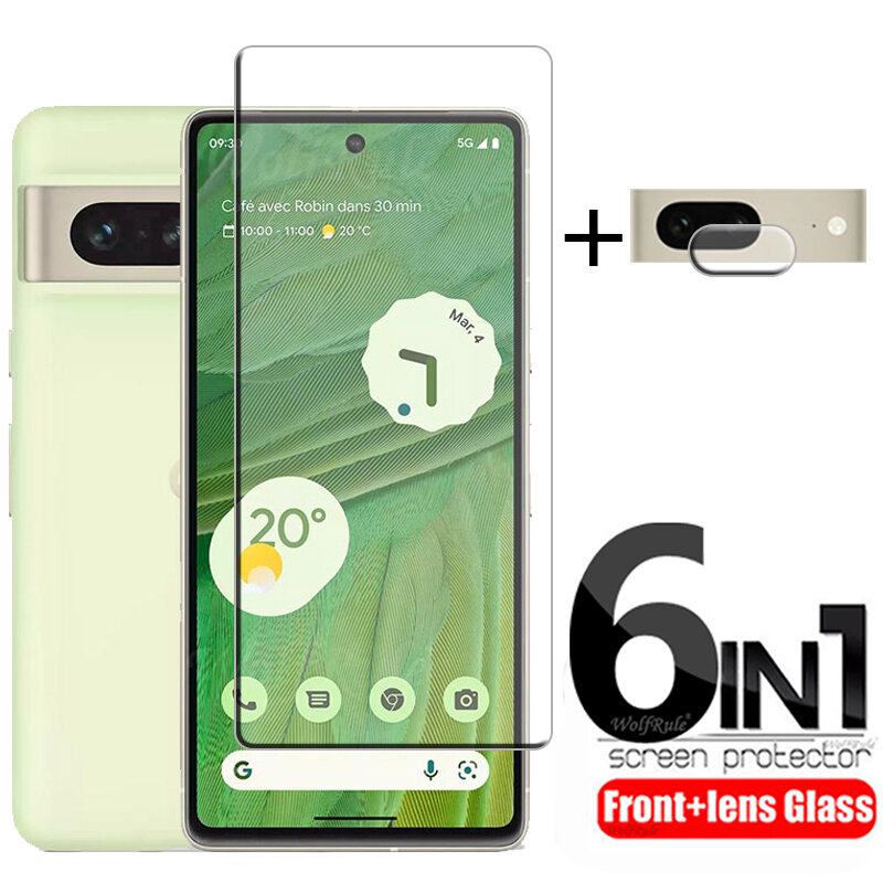 6-in-1 For Google Pixel 7 Glass For Google Pixel 7 Tempered Glass 9H Clear Screen Protector For Google Pixel 6 7 6A 7A Len Glass