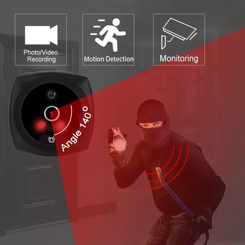 Topvico Video Doorbell Camera Digital Peephole Door Viewer Motion Detection 4.1" Monitor Ring Video-eye Security Auto Recor