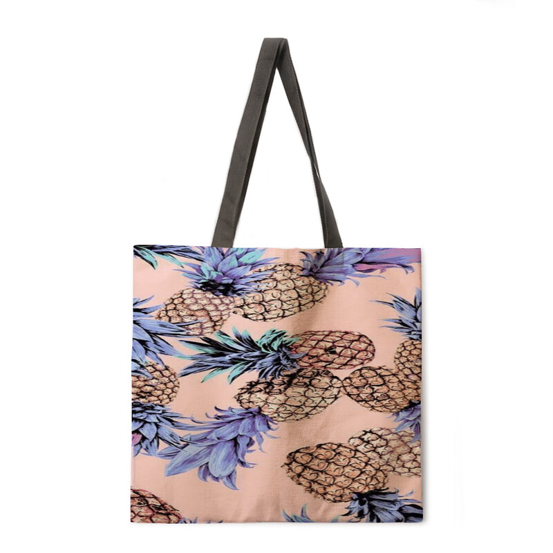 Abacaxi pintura a óleo impresso bolsa feminina bolsa de compras feminina juventude preto marrom menina bolsa de ombro praia