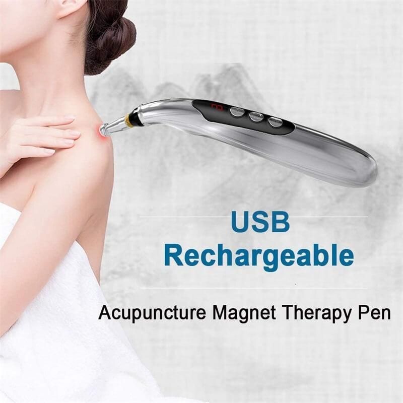 Acupuncture Pen For Pain Relief Usb Rechargeable Acupuncture Magnet Therapy Lymphatic Drainage Massaging Pen Self Massage Tools