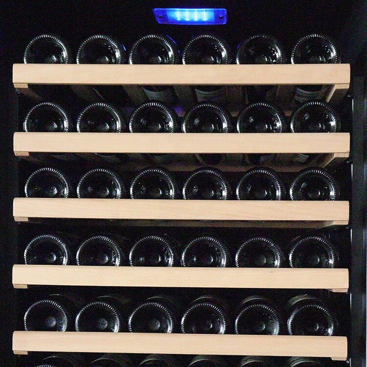 Refrigerador de doble zona para vino, 420 litros, 165 botellas, compresor