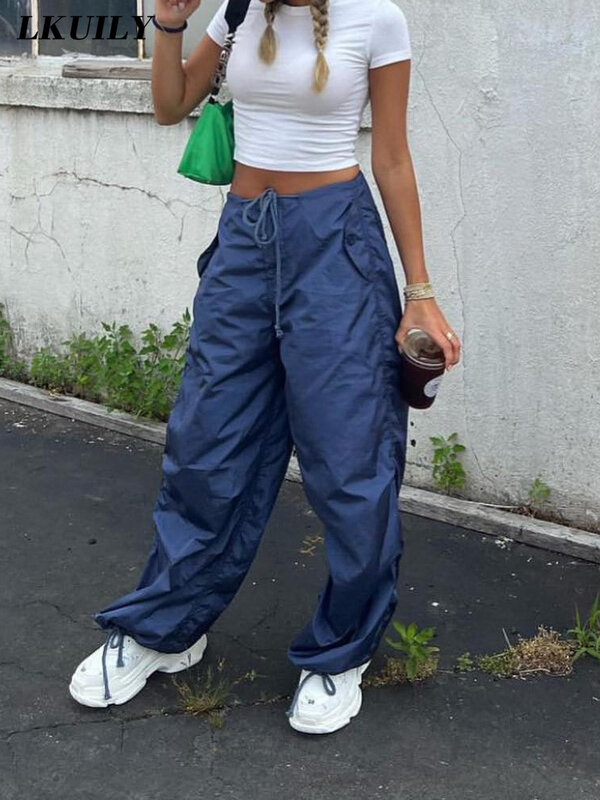 Casual Pants Women New Thin Y2K Streetwear Baggy Pants 2022 Fashion Famale Clothing Mid Waist Aesthetics Solid Wide Leg Trousers