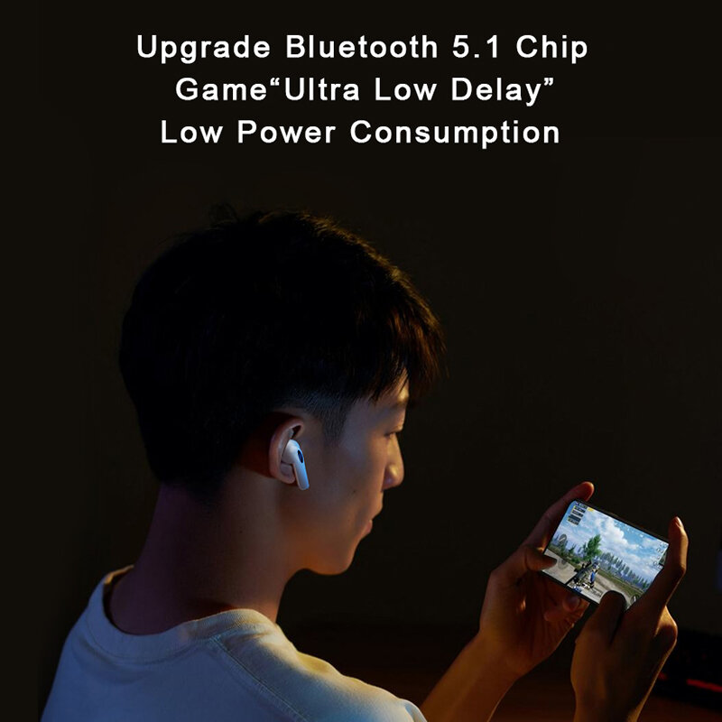 XiaoMi N28 스테레오 이어 버드 블루투스 이어폰 V5.1 무선 TWS 스포츠 헤드셋 터치 컨트롤 마이크가있는 HiFi 음악