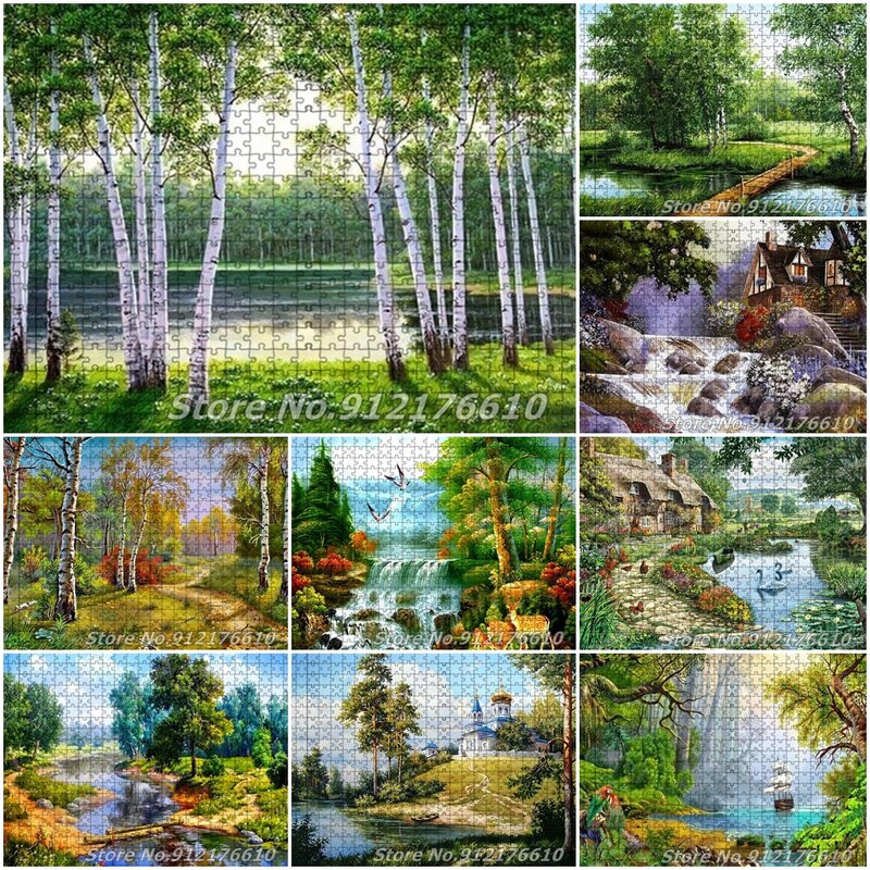 Vintage Landschaft 500 Stück Puzzles Grün Baum Pflanzen Diy Kreative Papier Puzzles Dekomprimieren Pädagogisches Spielzeug Kinder Geschenke