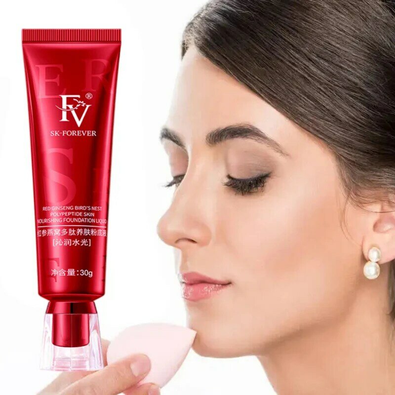 FV Red Ginseng Bird's Nest Polypeptide-base líquida nutritiva para la piel, larga duración, sin corrector de maquillaje, Control de aceite, impermeable