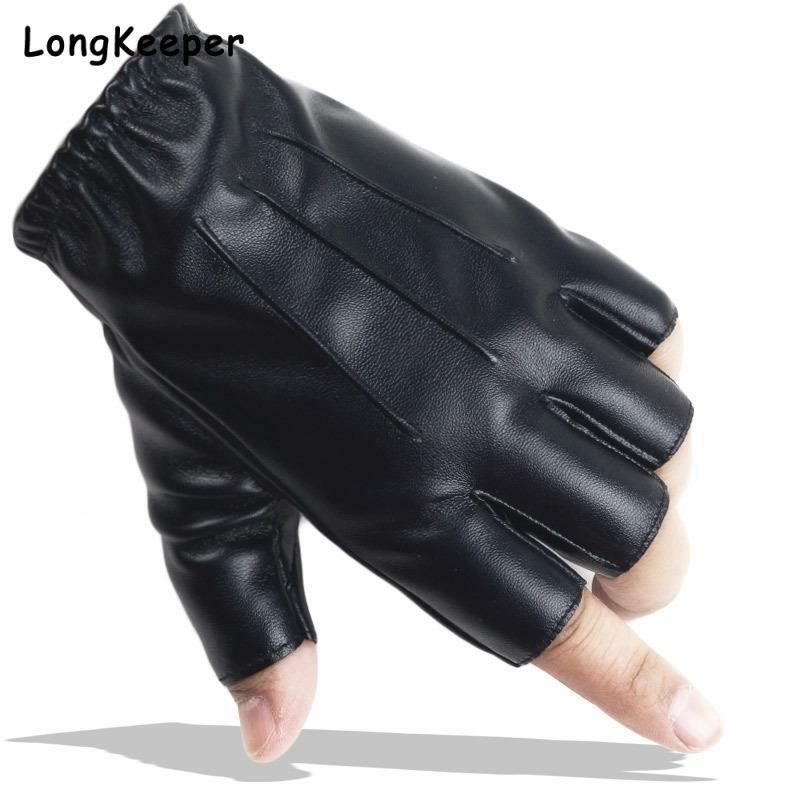 2022 fingerless men luvas de couro do plutônio motor do punk luvas masculinas luvas preto metade dedo ao ar livre condução luvas guantes ciclismo
