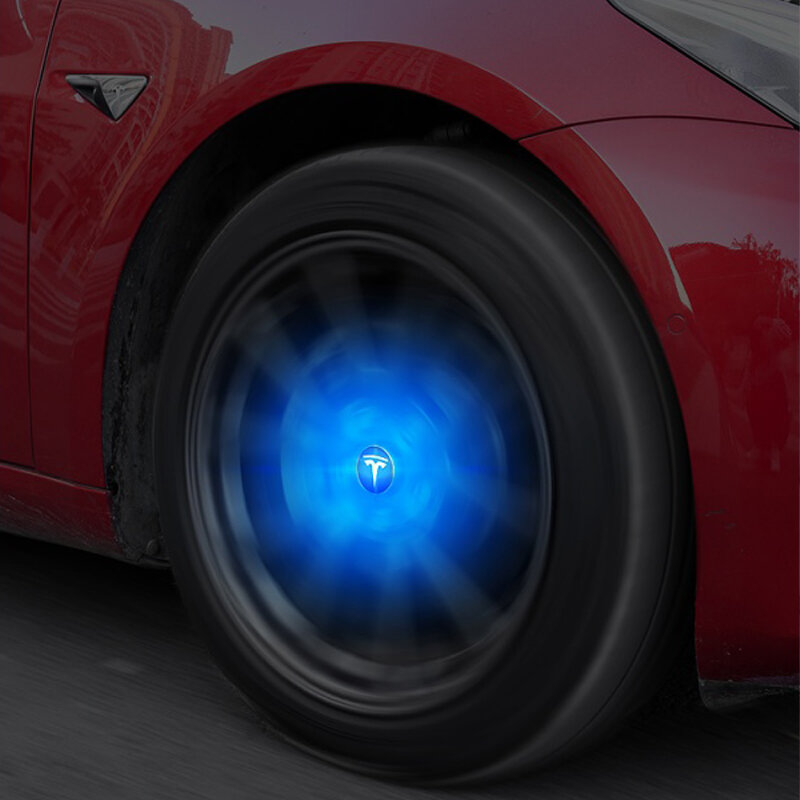For Tesla Model S X 3 Y  LED Wheel Hub Lamp Luminous Wheel Hub Cover Special Purpose For Car Modification Hub Cap Light 4pcs