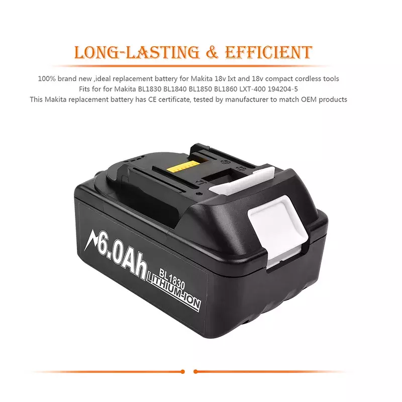 Batterie Lithium-ion Rechargeable, 3,0/4,0/6,0/9,0 Ah, Perceuses Sans Fil, Remplacement Pour Pile Makita 18V BL1850, BL1830, BL1860, LXT400, L50