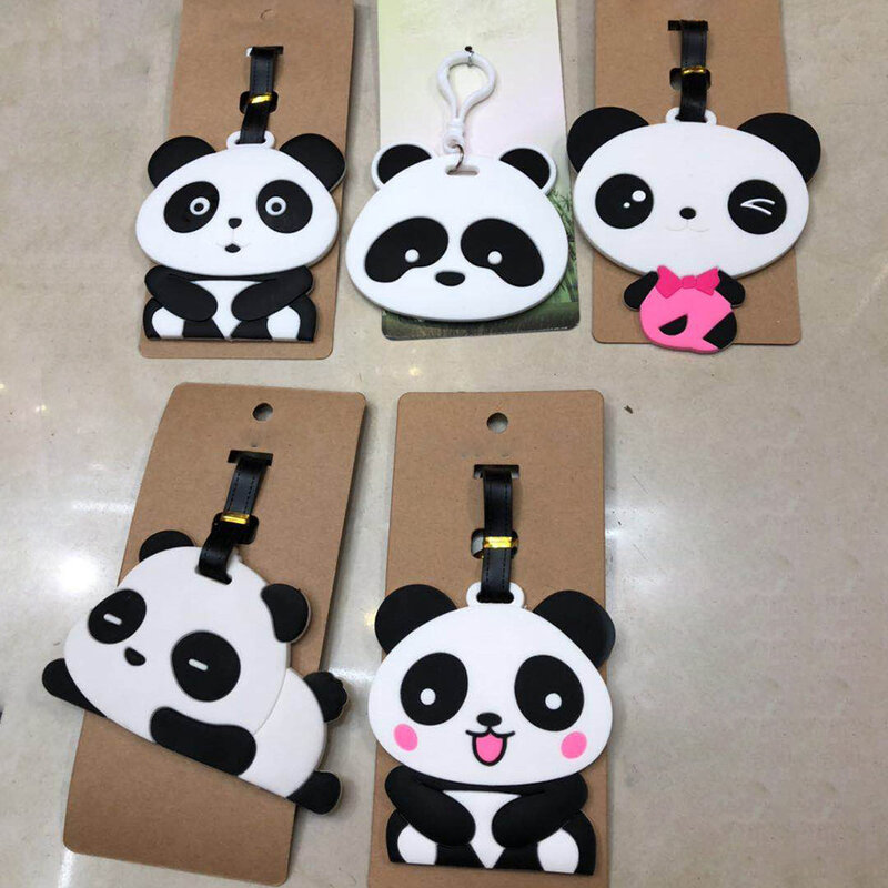 Cartoon kreatywna karta pokładowa walizka Panda etykiety na bagaż projekt ID etykieta inentyfikator Tag uchwyt adresowy akcesoria podróżne