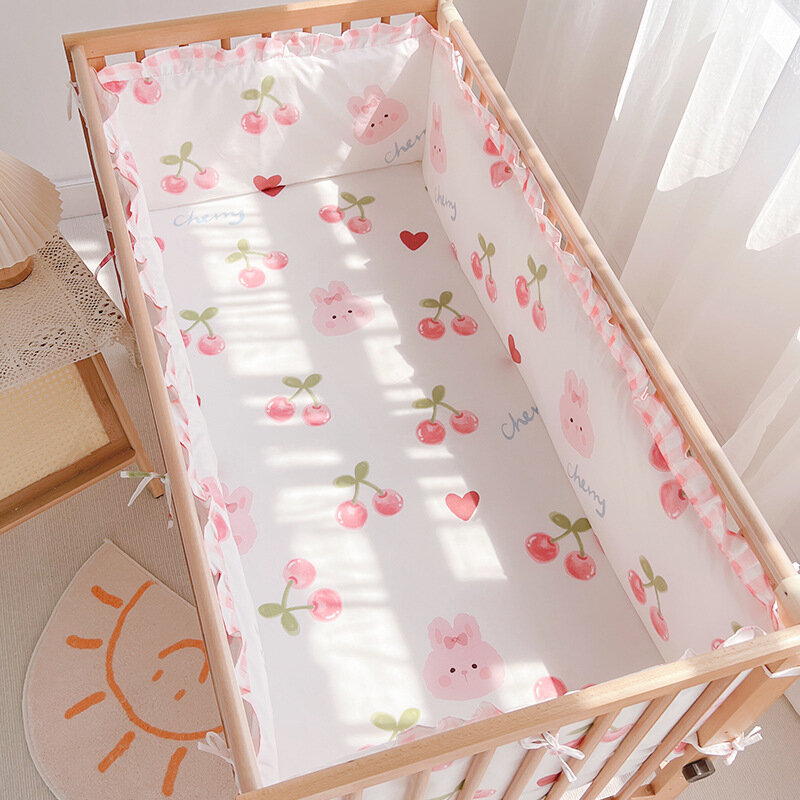 5Pieces Pack Newborn Baby Cot Side Bumpers Child Boys Girls Surrounding Beddings Washable Cotton Cartoon Bed Reducer Beddings