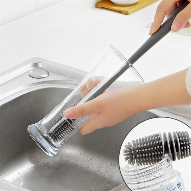 Silicone Long-Handled Cup Brush, Escova de limpeza multifuncional, Household, Wineglass, Garrafa, Vidro, Ferramentas de cozinha