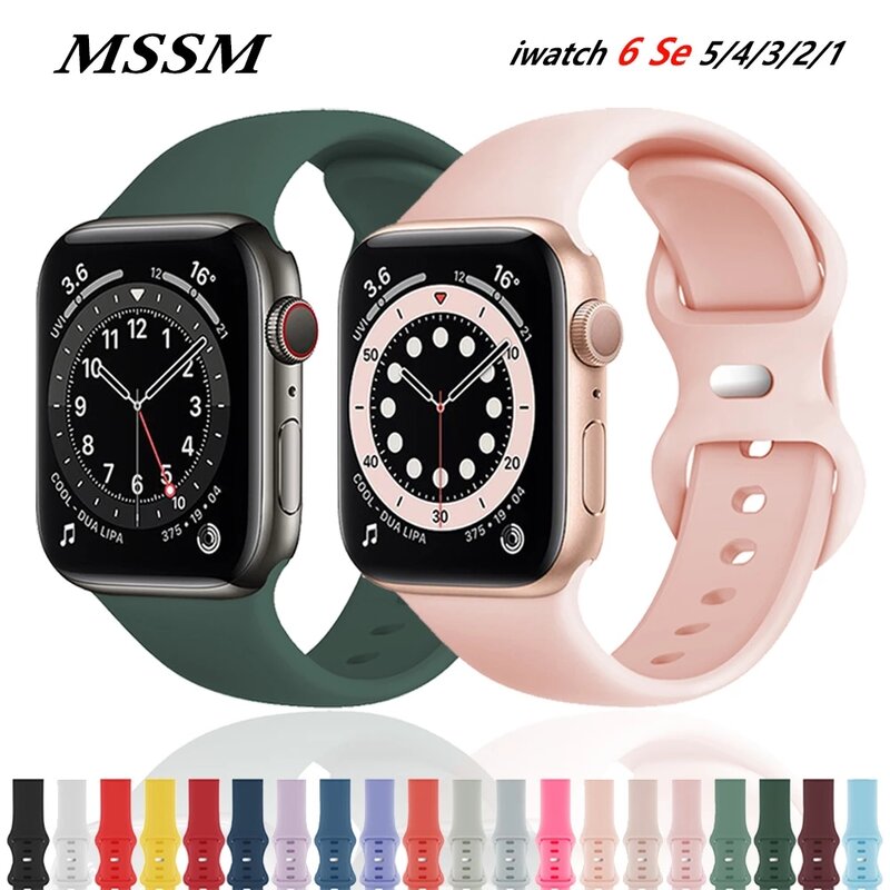 Ремешок силиконовый спортивный для Apple Watch 6 Series SE 754321 41 мм 45 44 мм 40 мм, резиновый браслет для iWatch 42 мм 38 мм
