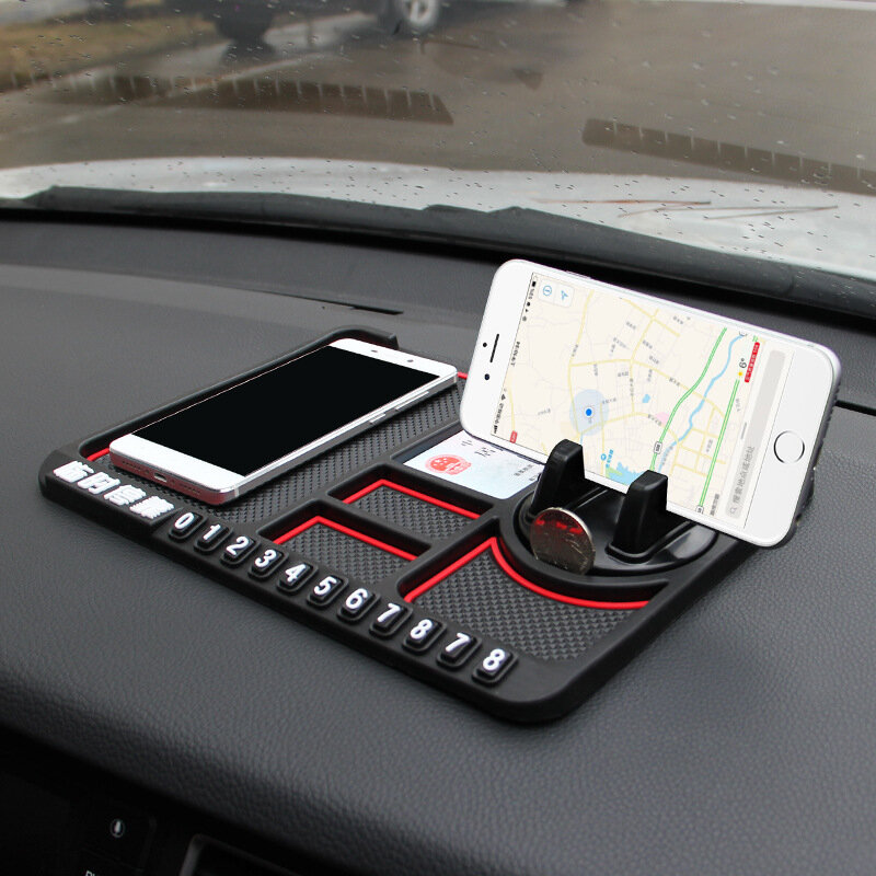 Non-Slip Pad โทรศัพท์สำหรับ4-In-1จอดรถบัตรตัวเลข Anti-เสื่อกันลื่นที่ใส่โทรศัพท์ในรถยนต์ลื่นรถซิลิโคนร...