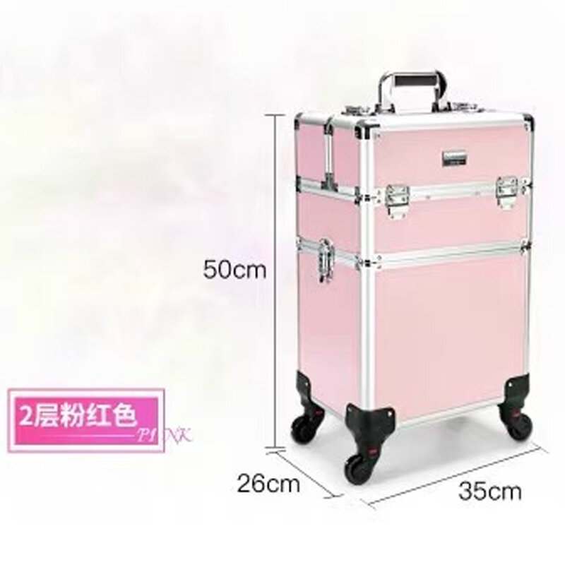 Neue Frauen Trolley Kosmetik Taschen auf Rad, Nägel Make-Up Toolbox, abnehmbare Faltbare Schönheit Box reisetasche Roll Gepäck Koffer