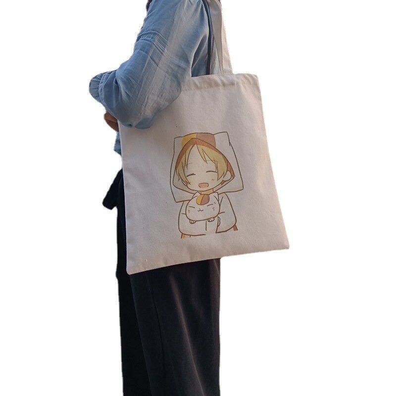 bolso shopper bolso tela bolsa compra bolsos aestethic tote bag bolsa tela bolsas de compra Bolso de mano de lona para estudiante y niña, bolsa de compras de supermercado, de algodón, para publicidad, 2022
