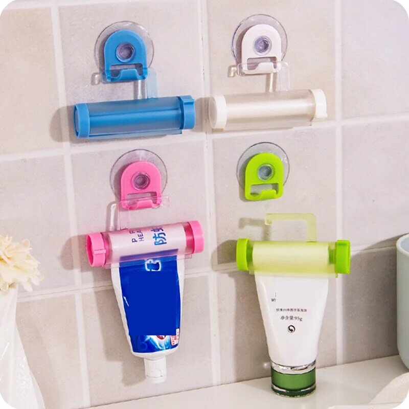 Exprimidor de rodillo creativo, dispensador de pasta de dientes, tubo con ventosa colgante, distribuidor de dentífrico, 1 unidad