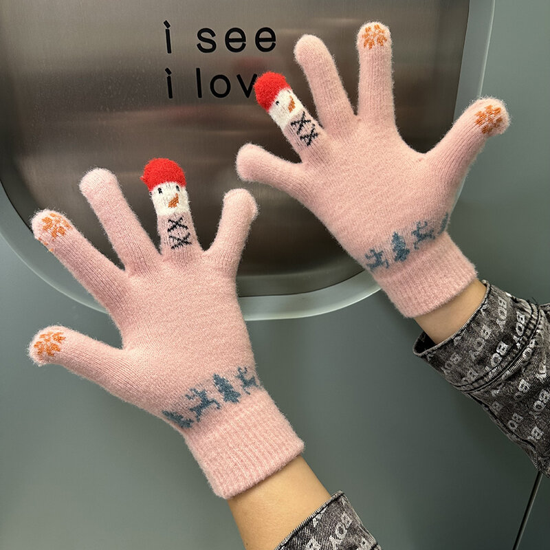 Winter Cartoon Gestrickte Handschuhe Nette Mädchen Alle Finger Touchscreen Studenten Weihnachten Fäustlinge Geschenk Frauen Stilvolle Warme Handschuh T179