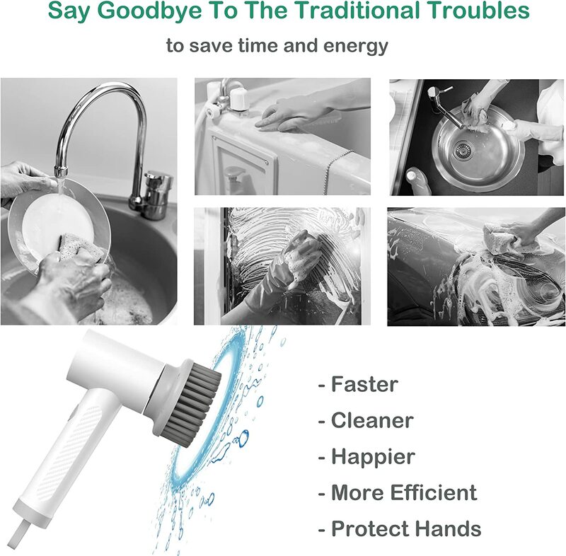 Casa escova de limpeza escova de cozinha gadgets limpeza produtos para casa sem fio escova limpa casa gadgets elétrica spin purificador