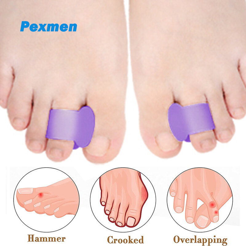 Pexmen 2Pcs Gel Toe Separator Protector Hammer Toe raddrizzatore per Bunion Relief sovrapposto alluce valgo e Hammertoe viola