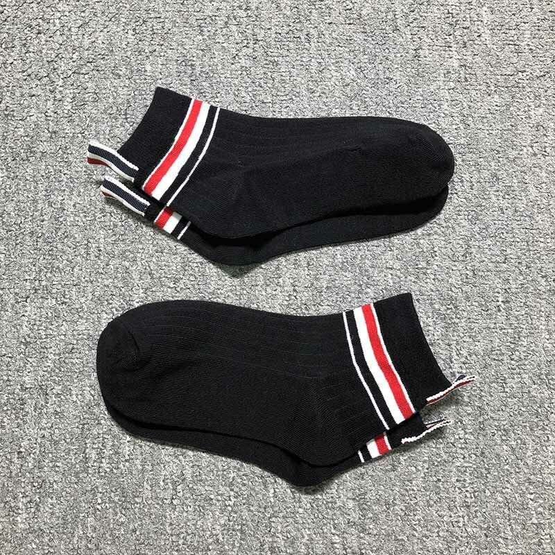 TB THOM-calcetines tobilleros de algodón para hombre, medias transpirables de marca de lujo, a rayas, para verano, 1 o 3 pares