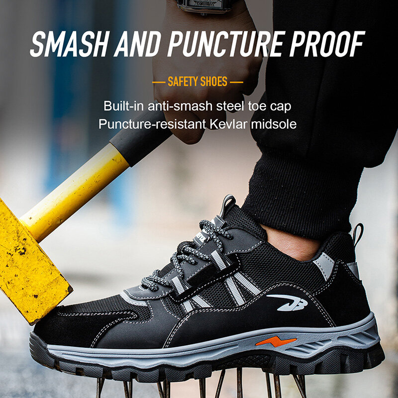 2023 Nieuwe Werk Veiligheidsschoenen Mannen Veiligheidslaarzen Wandelen Anti-Smashing Anti-Lekke Lekke Werkschoenen Sneakers Man Werklaars Onverwoestbaar