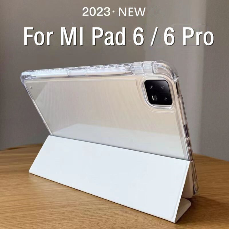 Custodia a tre ante per Xiaomi Mi Pad 6 Pro Tablet 2023 Cover rigida in acrilico trasparente con portamatite per custodia Mi Pad MIPAD 6 11 pollici