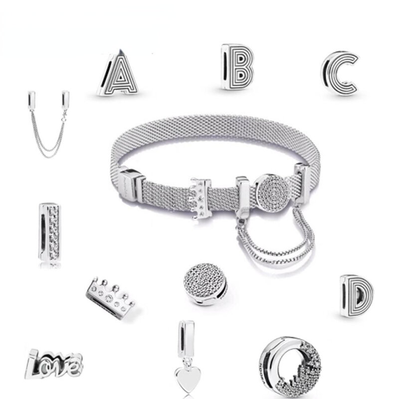 Bracelet en maille oxydée avec breloques en argent 100% S925, accessoire de bricolage Cool, cadeau de perles