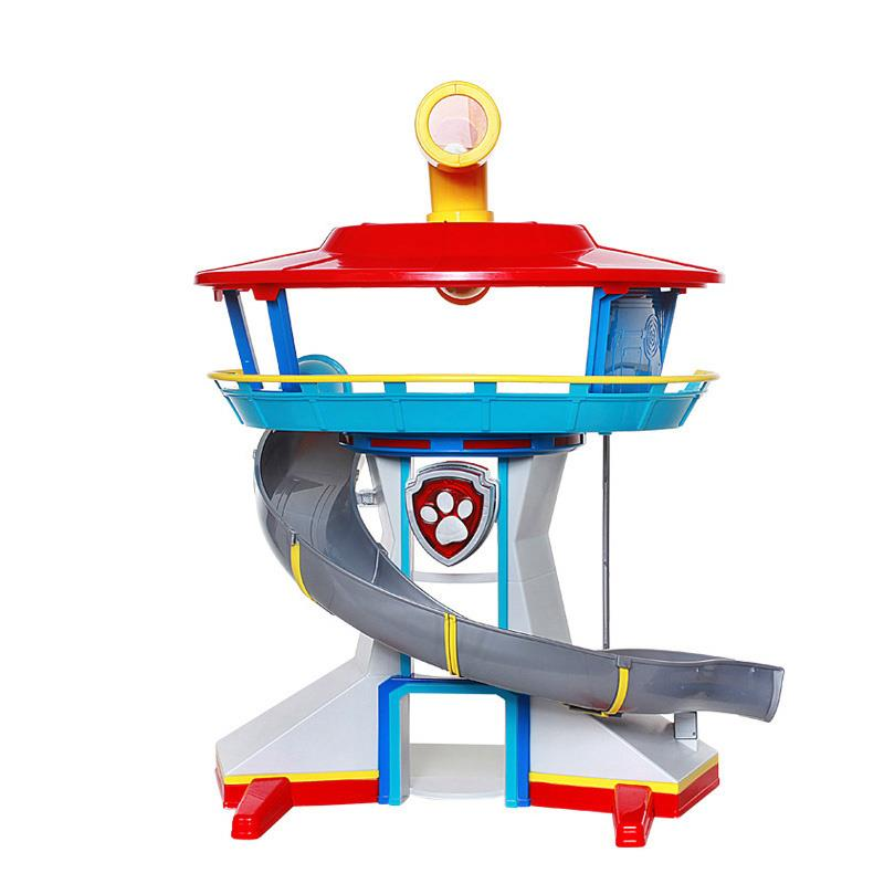 Mainan Playset Plastik Pahed Set Kapten Anjing Lampu Sorot Besar LED Menara Observatorium Penyelamatan Basis Aksi Gambar Mainan Model Anak-anak