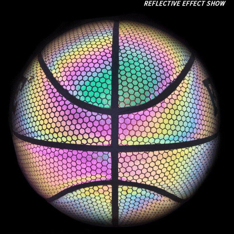 Hot Selling PU Basketball Reflective Ball Glow Basketball Size 7 Outdoor Indoor Ball Glowing Luminous Basketbol Gift