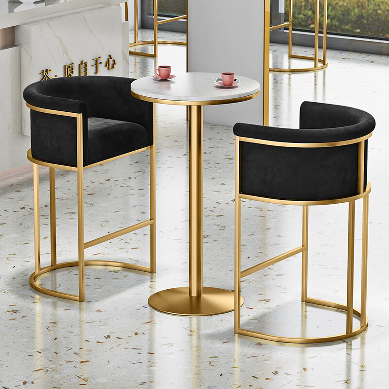Taburete Alto con respaldo para Bar, silla moderna y creativa con personalidad, de lujo, con respaldo para café, restaurante y ocio, Sgabello Alto