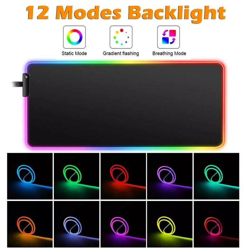 LED Light Gaming Mouse Pad RGB Large Computer Mousepad Gamer Carpet Waterproof Mause Pads Desk Play Mat with Backlit