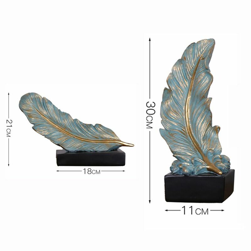 Creative Home Art Artcrafts Resin Home Decoration Feather Sculpture Desktop Ornament Feather Ornaments