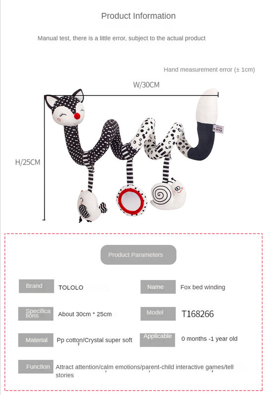 Baby Bed Hanging Toy Hanging Spiral Cart Pendant Interactive Early Education Tool Newborn Stroller for 0-3 Years Old Baby Toys