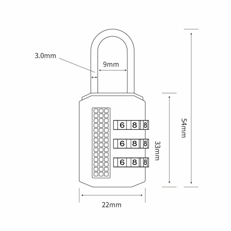Mini Luggage Padlock 3 Dial Digit Combination Lock Backpack Zipper Lock Portable Travel Password Lock Dormitory Cabinet  Lock
