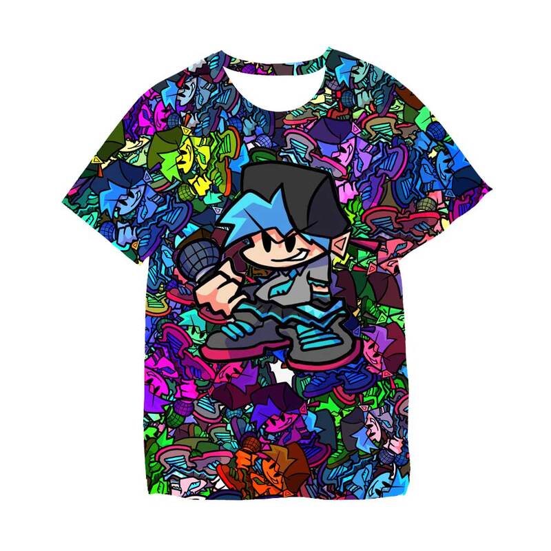 2022New Friday Night Funkin T-shirt Anak-anak Kartun Penyanyi Permainan Menyenangkan Anak Laki-laki dan Perempuan T-shirt Anak-anak Atasan Pakaian Anime