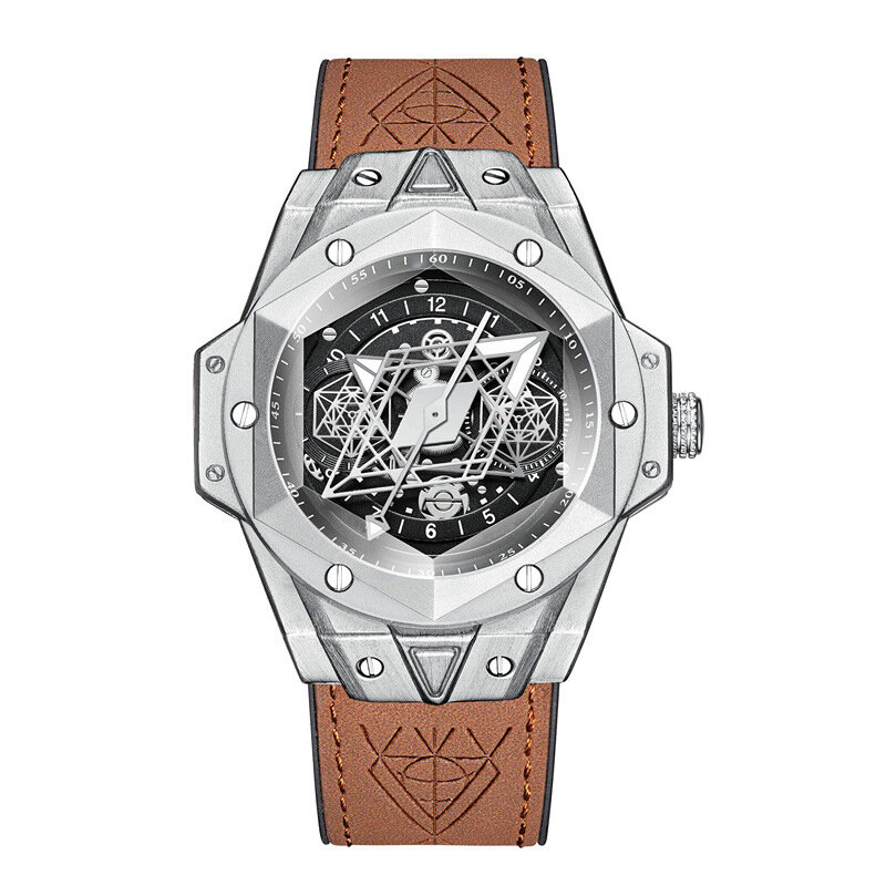 Casual 3D Kreative Zifferblatt Uhr Männer Top Marke Männer Uhren Lederband Wasserdicht Quarz Militär Armbanduhr Relogio Masculino