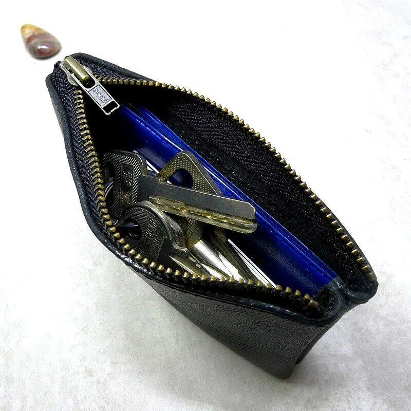 Blongk ซิปเอวกระเป๋าเข็มขัดหนังแพ็ค Ultra-บางไดร์เวอร์ใบอนุญาตกรณีผู้ถือบัตร Key กระเป๋าผู้ชายผู้ห...